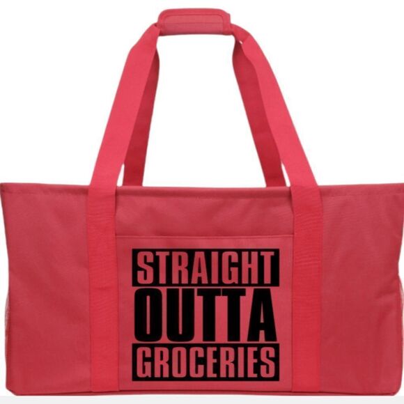 "STRAIGHT OUTTA GROCERIES" Multipurpose Tote - Picture 1 of 15